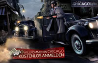 2 Chicago 1920 Gangster beschießen sich gegenseitig aus Autos.